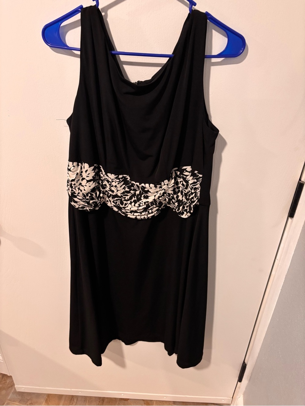 CJ Banks Black Dress with White Floral Waistband